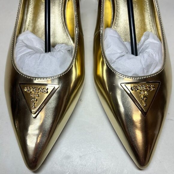 Guess Womens 9.5 M Gold Zanda Slingback Block Heel Pumps NIB IP9 - Picture 3 of 5